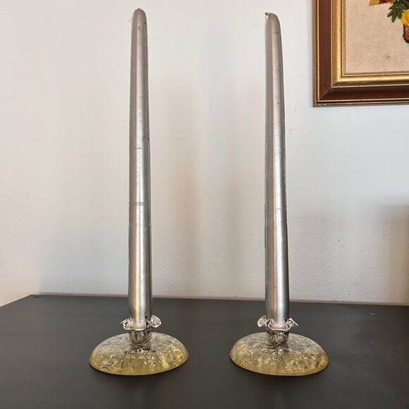 Vintage Lucite & Silver Flake Taper Candle Holders – 1960s/70s Mid-Century Glam - Picture 4 of 10